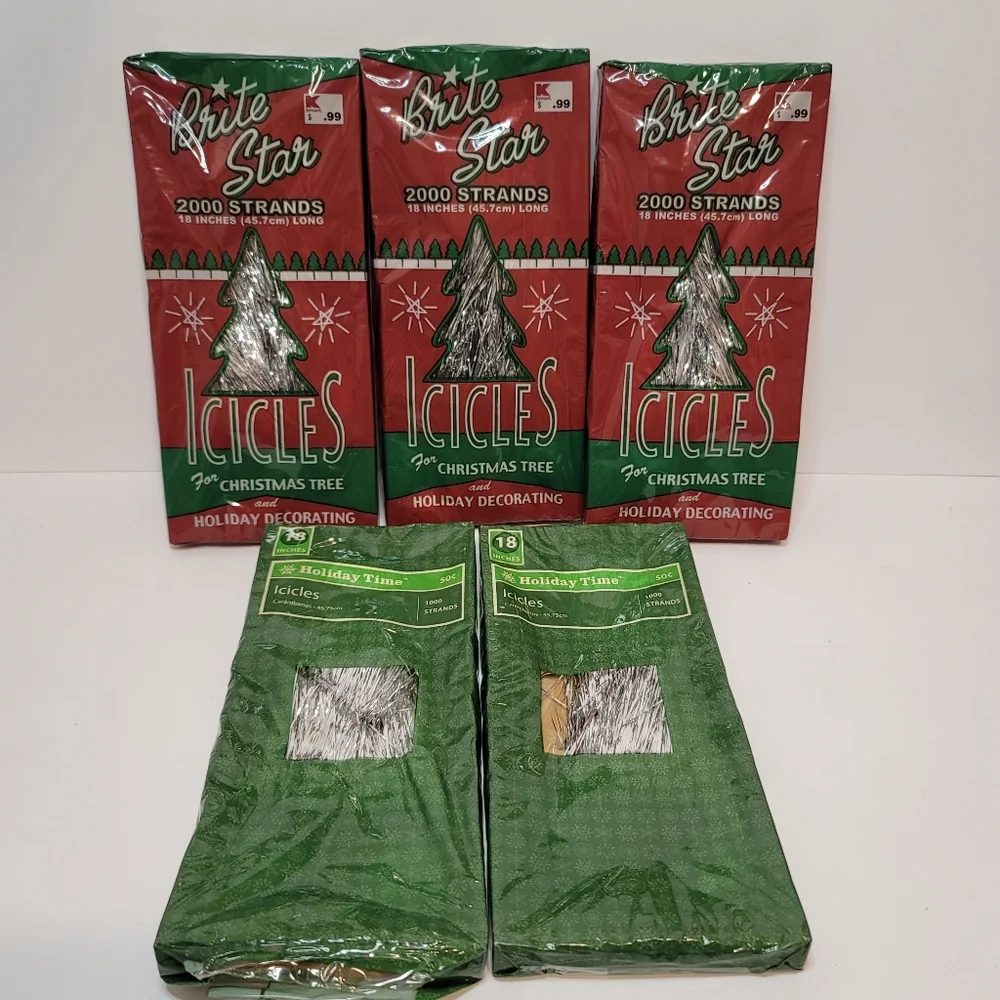 Vtg LOT Silver Tinsel ICICLES 18